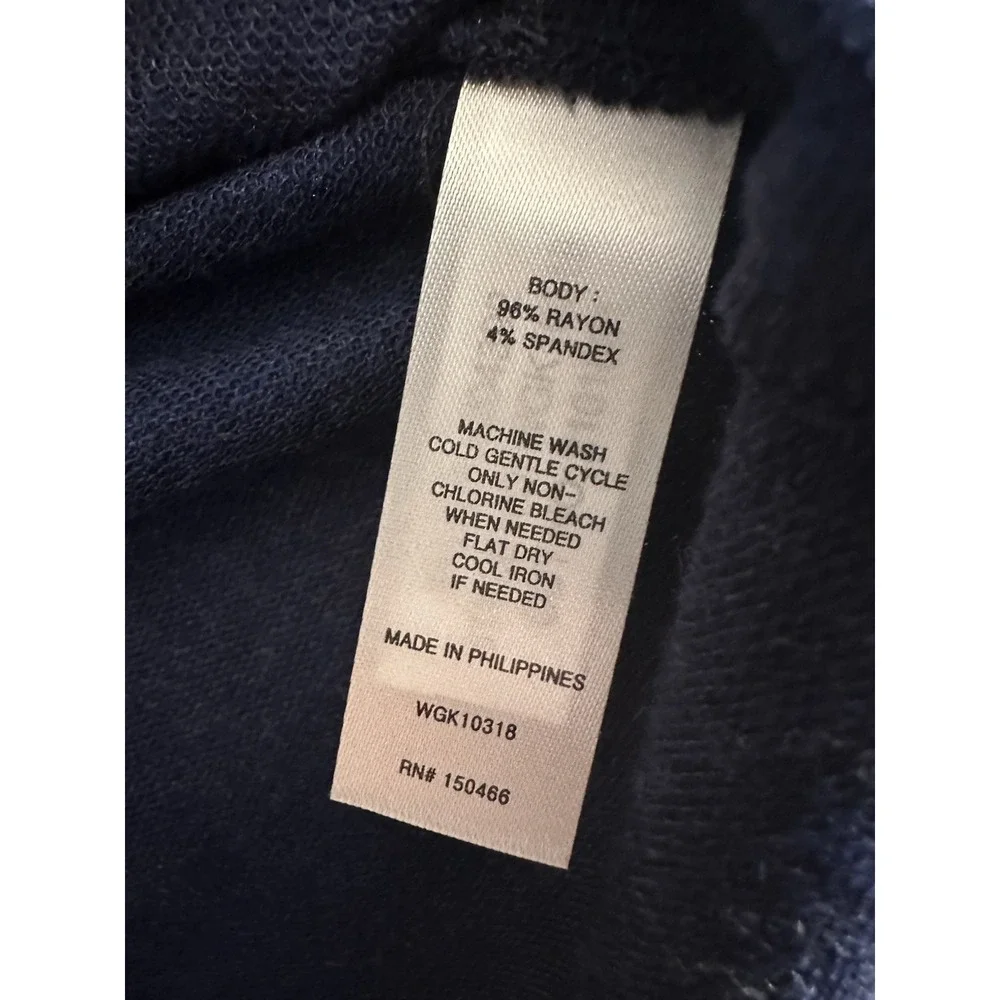 Magnolia Grace Blue Paedia Tulip Hem Cowl Neck French Terry Knit Top Small NWT - Picture 6 of 6
